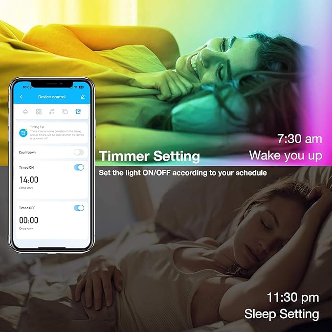 VOLIVO 200ft Led Strip Lights for Bedroom, Color Changing Led Light Strips Kit with Bluetooth App Control and IR Remote, RGB Music Sync Lighting for Room, Home Decor
