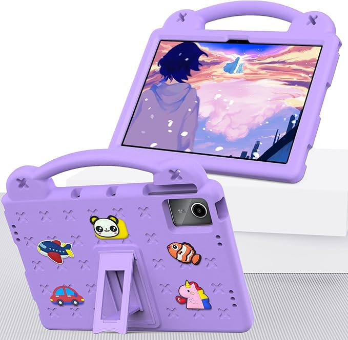 AKABEILA Compatible with Lenovo Tab M11/Tab P11 Plus/Tab P11/Xiaomi Redmi Pad SE(2023) 11 inch Tablet Case, Kids Shockproof Protective Case with Stand Handle for Girl Kid Gift- Light Purple