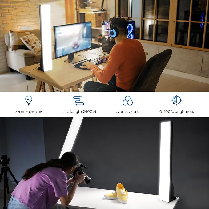 23.6" LED Video Light 2-Pack Full Screen Photography Lighting Kit 2500-7500K Dimmable Photo Studio Light Streaming Light with Remote Control & 6.5ft Stand for Filming YouTube TikTok Video Gaming