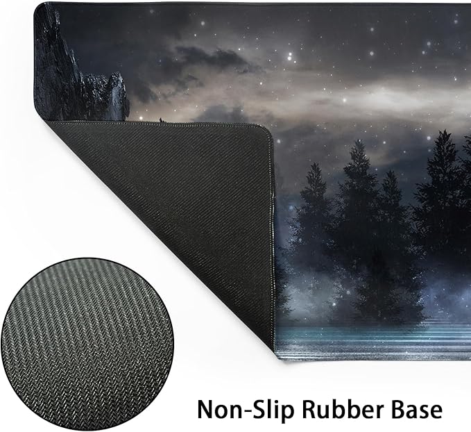 Forest Extra Large Black Gaming Mouse Pad Non-Slip Rubber Giant Mountain Mousepad 31.5x11.8in with Stitched Edge Waterproof Keyboard Pads Computer Desk Laptop Mat for Work Game Office Home