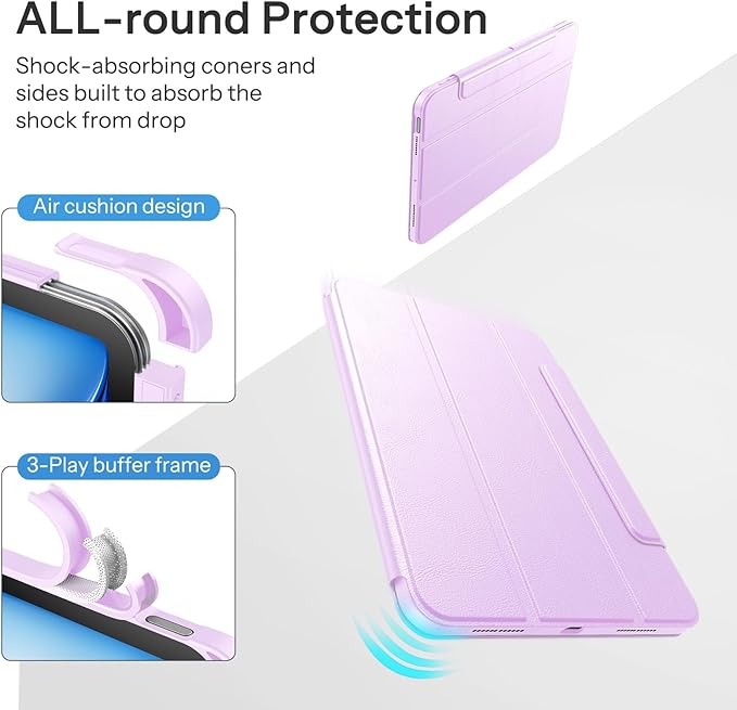 SPARIN Case for iPad Air 11 inch M3/ M2, iPad Air 7th/6th/5th/4th Gen (2025/2024/2022/2020) 10.9 inch,Case with Apple Pencil Holder, Detachable Magnetic Cover, Portrait and Landscape Stand, Purple