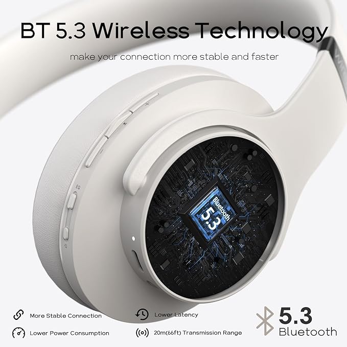 DOQAUS Bluetooth Headphones Over the Ear Wireless with 90H Playtime & 3 EQ Modes, HiFi Deep Bass, Premium Memory Foam & Mic for Travel, Home and Commuting