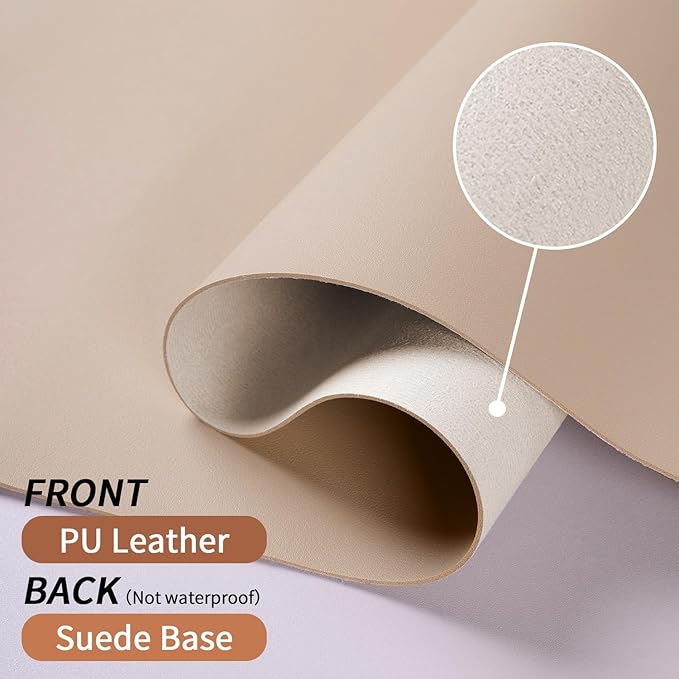 Bloss Extra Large Desk Mat 55" x 24", Non-Slip Dressing Table Cover Protector, Waterproof Student Study Desk Mat, PU Leather Computer Writing Desk Pad for Home Office and Decor - Beige