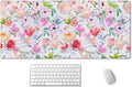 SSOIU Extended Gaming Mouse Pad (35.5x15.7 in), Large Stable Rubber Base Mousepad with Stitched Edges, Keyboard Mouse Mat Desk Pad for Work, Game, Office, Home - Watercolor Floral Botanical Pattern