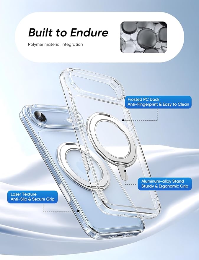 MAGIC JOHN for iPhone 17 Air Case [Camera Control Button] [Compatible with MagSafe] Scratch-Resistant Cover, Military-Grade ShockAirof, Magnetic Phone Case for iPhone 17 Air, Clear