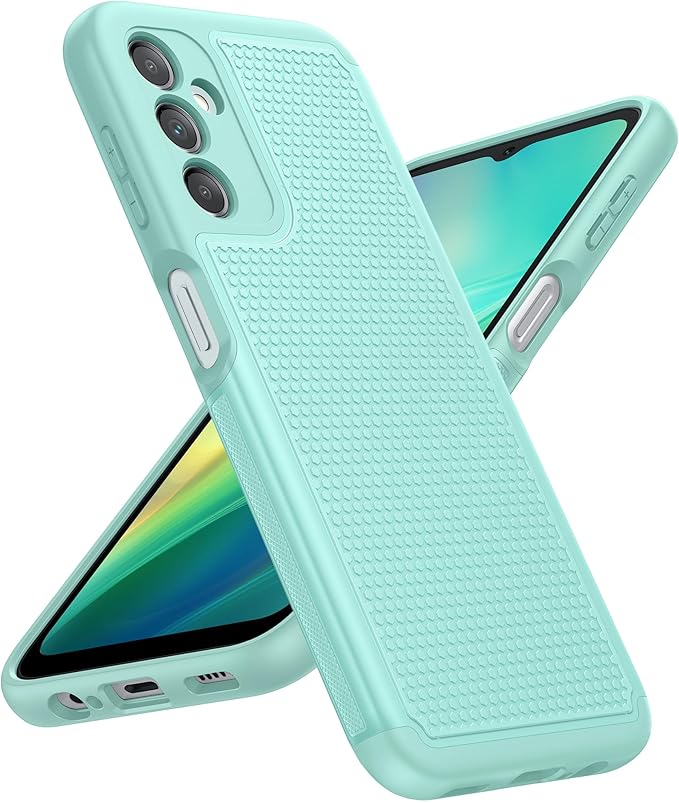 FNTCASE for Samsung Galaxy A14 5G Case: Dual Layer Protective Heavy Duty Cell Phone Cover Shockproof Rugged with Non Slip Textured Back - Military Protection Bumper Tough - 2023, 6.6inch (Mint Green)