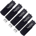 SamData USB Flash Drive 8GB 5 Pack USB 2.0 Thumb Drive Swivel Memory Stick with LED Indicator (Black, 8GB-5Pack)