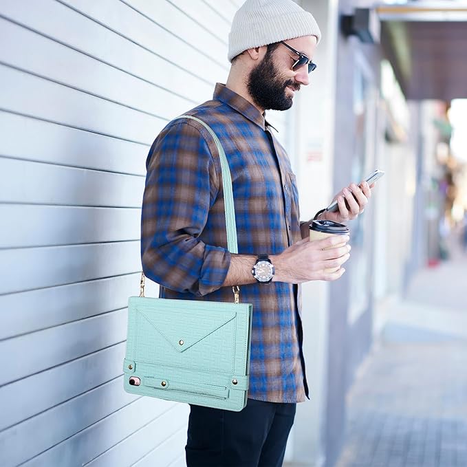 Handbag Case for iPad 9th/8th/7th Gen 10.2", iPad Air 3 2019/iPad Pro 10.5, Elegant Crossbody Folio Stand Wallet With Pencil Holder, Card Slots, Hand Strap, Shoulder Strap, Baby Blue