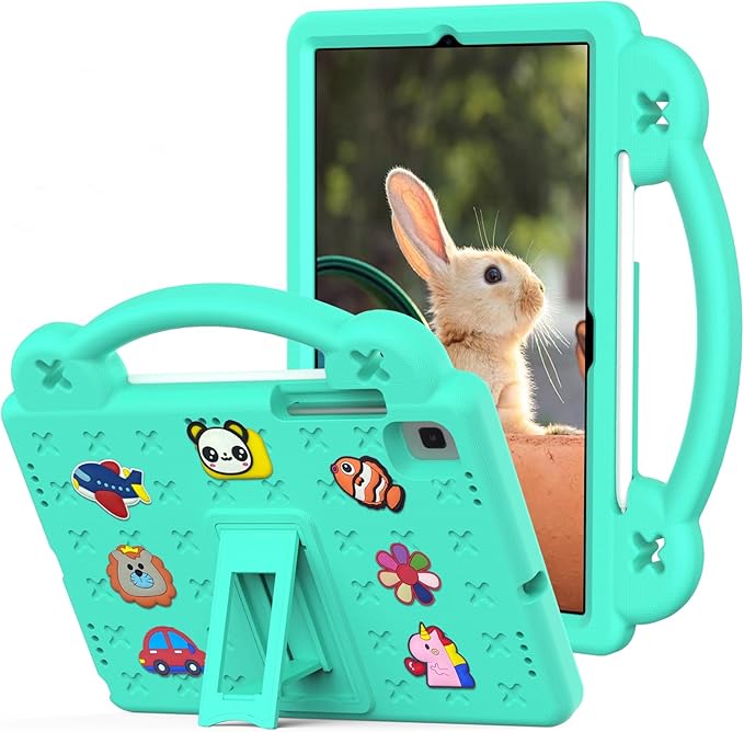 AKABEILA Compatible with Samsung Galaxy Tab A7 10.4 (2020/2022)/Tab S6 10.5(2019)/Tab S5e 10.5 inch(2019)/Tab S6 Lite 2020/2022 10.4 Tablet Case, Kids Case with Shoulder Strap & Pen Tray Mint Green
