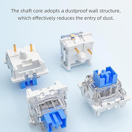 Outemu 108PCS Blue Clicky Mechanical Keyboard Switches,3-Pin Hot-Swappable Pre-Lubricated Switch with 3 Kailh Switches,Crisp Click Sound,for Gaming Keyboards & 3D Print Accessories