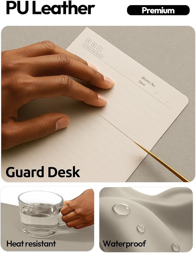 YSAGi Leather Desk Pad Protector, Office Desk Mat, Large Mouse Pad, Non-Slip PU Leather Desk Blotter, Laptop Desk Pad, Waterproof Desk Writing Pad for Office and Home (Olive Beige, 47.2" x 23.21")
