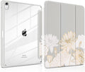 Case for iPad Air 13 inch 2026 M4 2025 M3 2024 M2 Release with Pencil Holder - Aesthetic Cute Design Trifold Cover with Soft TPU Bumper Clear Back Auto Sleep/Wake for Girls Women, Golden Lotus