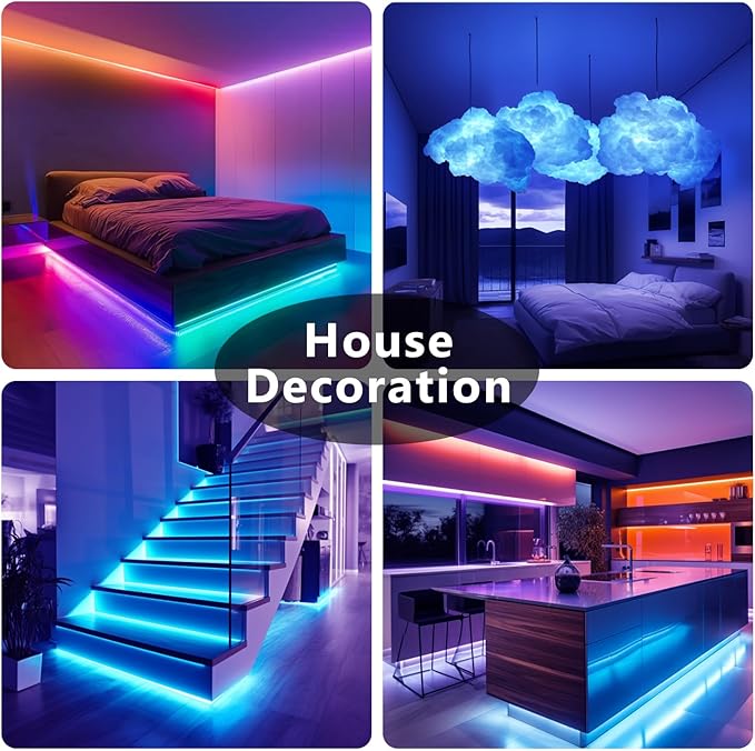 DAYBETTER LED Strip Lights 110ft, Smart Lighting Strips with App Remote Control, RGB Music Sync Color Changing Lights for Bedroom Kitchen Party Home Decor Luces led para cuarto (1 Roll)