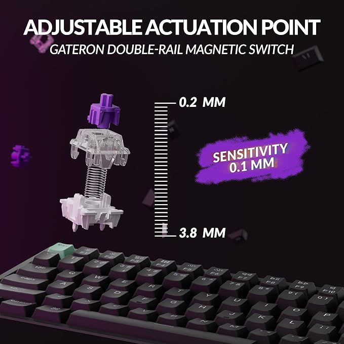 Keychron K2 HE Rapid Trigger Wireless Custom Keyboard with Hall Effect Gateron Double-Rail Magnetic Switch, QMK 2.4 GHz Bluetooth 5.2 RGB Compatible with Mac Windows Linux - Aluminum