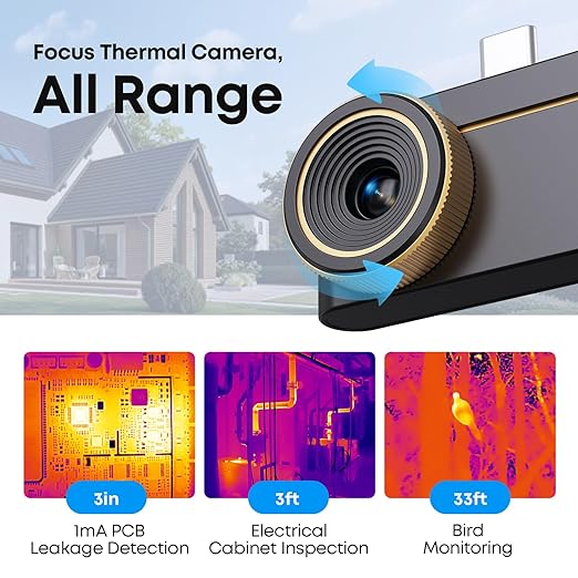 Thermal Master P3, Thermal Camera for iOS & Android, Manual Focus Infrared Camera, 512×384 X³ IR Resolution, -4℉ to 1112℉ Temp Range Thermal Imager, PCB Inspection