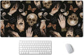 SSOIU Extended Gaming Mouse Pad (35.5x15.7 in), Large Stable Rubber Base Mousepad with Stitched Edges, Keyboard Mouse Mat Desk Pad for Work, Game, Office, Home - Magical Skull Pattern with Witch Hands