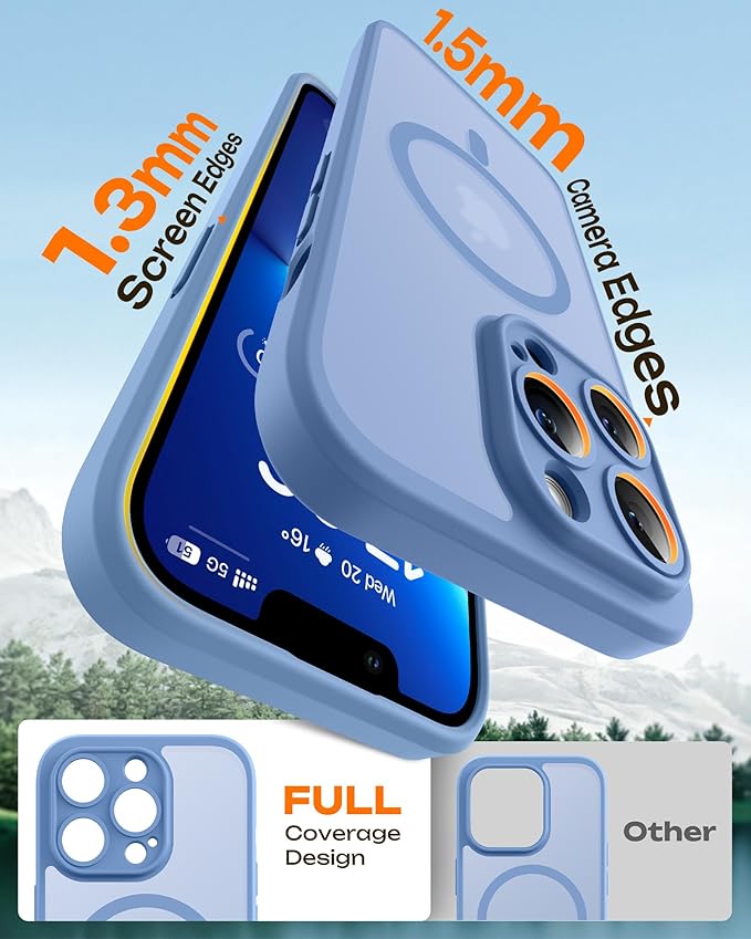 TOCOL for iPhone 13 Pro Max Case, Compatible with Magsafe Charger, Full Camera Protection, Translucent Matte for iPhone 13 Pro Max iPhone Case 6.7 inch (Light Blue)