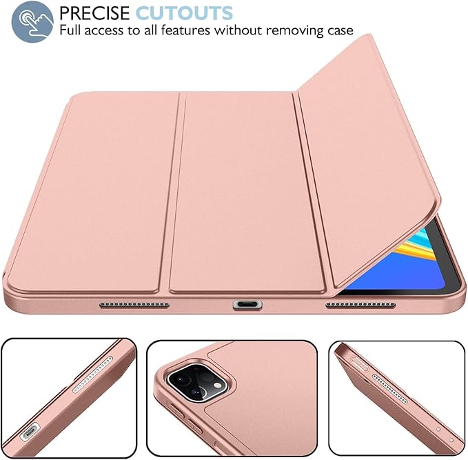 iMieet iPad Pro 13 Inch Case (M5/M4) 2025/2024 with Pencil Holder, Trifold Stand Smart Case with Soft TPU Back, Auto Wake/Sleep (Rose Gold)