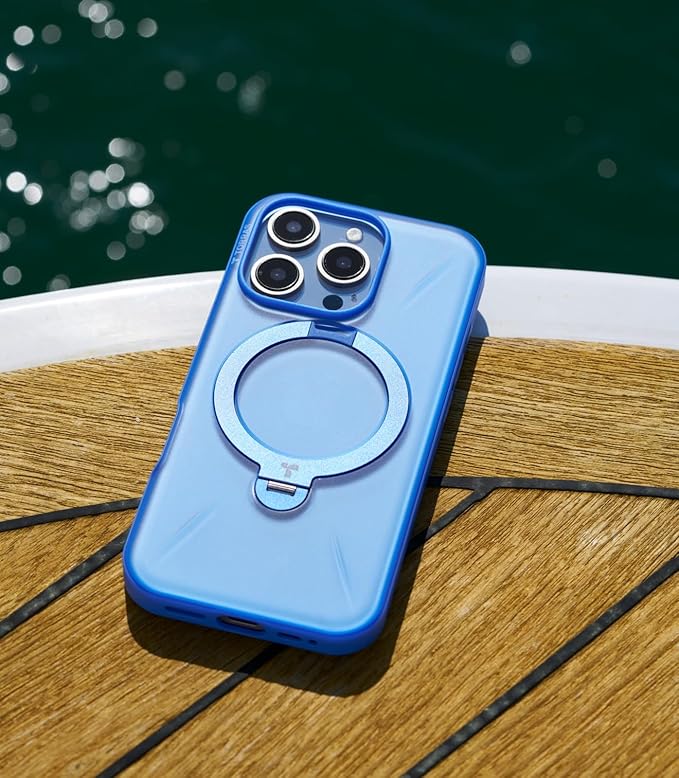 TORRAS 360° Spin Magnetic Stand for iPhone 16 Pro Max Case, Fit for MagSafe, Hard PC Protective Ostand Case for iPhone 16 Pro Max Phone Case with Kickstand Rotatable, Sapphire Blue