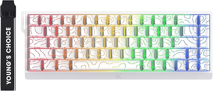 MCHOSE ACE 68 60% Mechanical Gaming Keyboard Wired Rapid Trigger Hall Effect Keyboard Magnetic Switch Adjustable Actuation 8000Hz Polling Rate Custom RGB MAC Laptop(White Topographic TTC Dragon Lord)