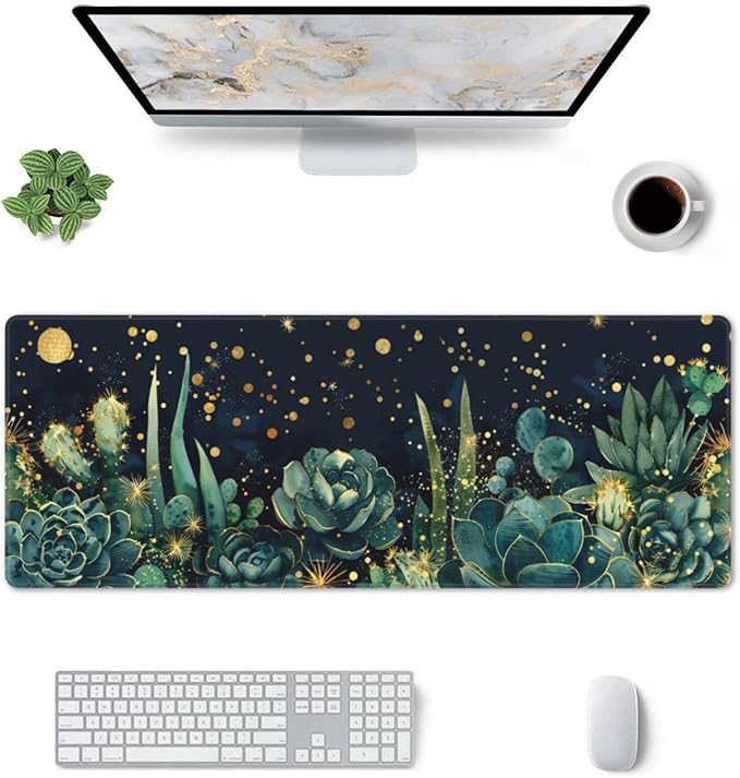 Mouse Pad Gaming - Large Mouse Pad for Desk with Waterproof Surface & Durable Design Desk Mat for Desktop & Office Accessories (Stellar Succulents)