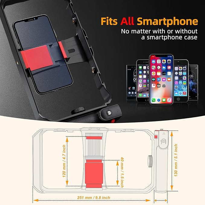 Zeadio All-in-One Smartphone Video Rig Kit, Variable Phone Cage Rig with RGB Video Light, Shotgun Microphone, Universal Video Stabilizer for iPhone/Android Filmmaking Vlogging YouTube TikTok etc