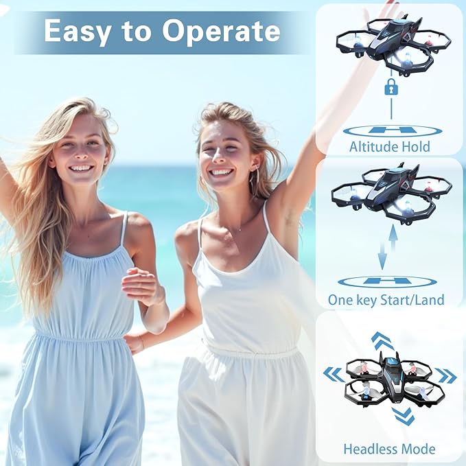 Drones for Kids with Camera, Remote Control Mini Drones for Adults with Altitude Hold, One-Key Take Off/Landing, 3 Speed Modes, Headless Mode, 2 Batteries 1080P HD RC Quadcopter for Boys and Beginners