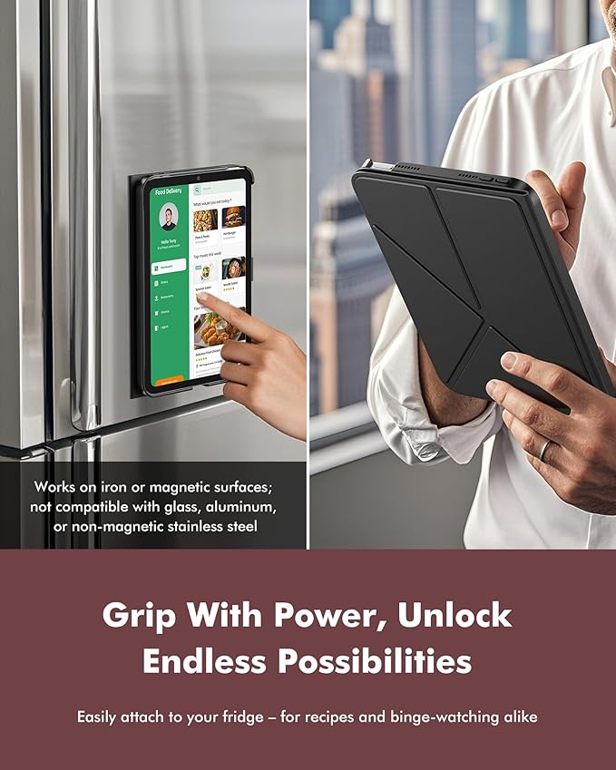 INFILAND Case for iPad mini 7 (A17 Pro) 2024 / iPad mini 6 2021, Magnetic Origami Slim Protective Case, Book-Style Foldable Cover with Pencil Holder, Multi-Angle Stand, Auto Wake/Sleep, Burgundy