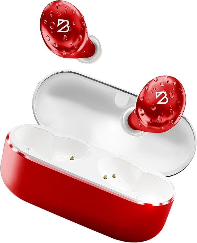 Back Bay Audio Tempo 30 Wireless Earbuds for Small Ears - Award-Winning Sound, Sweatproof Bluetooth Earbuds, Tech Fitness Gifts for Men, Comfortable Bluetooth Ear Buds for Women - Red