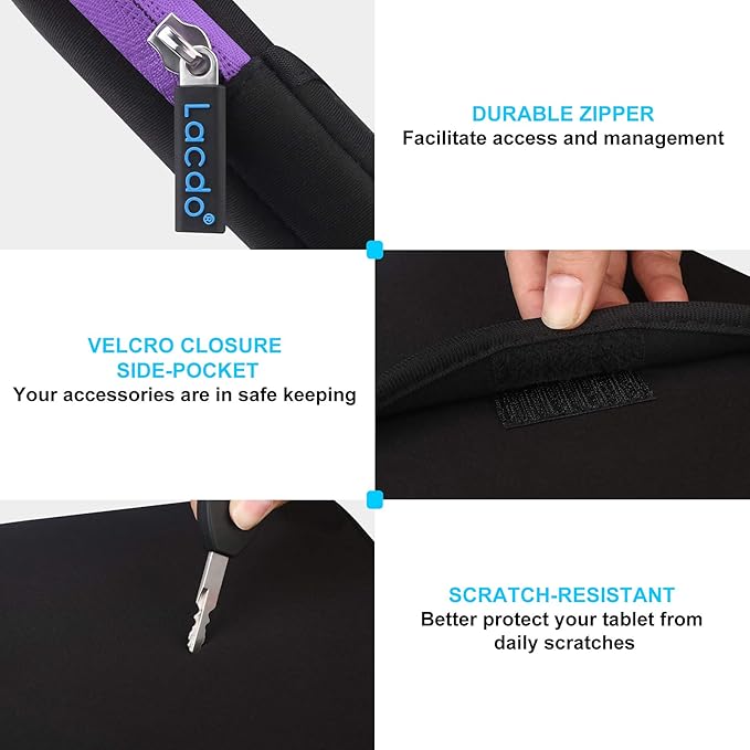 Lacdo Tablet Sleeve Case for 13 inch New iPad Air M4 M3 M2 2026-2024, 13 inch iPad Pro M5 M4 2025-2024, 12.9 inch iPad Pro 6 5 4 3 with Magic Keyboard and Smart Keyboard Folio Protective Bag, Purple