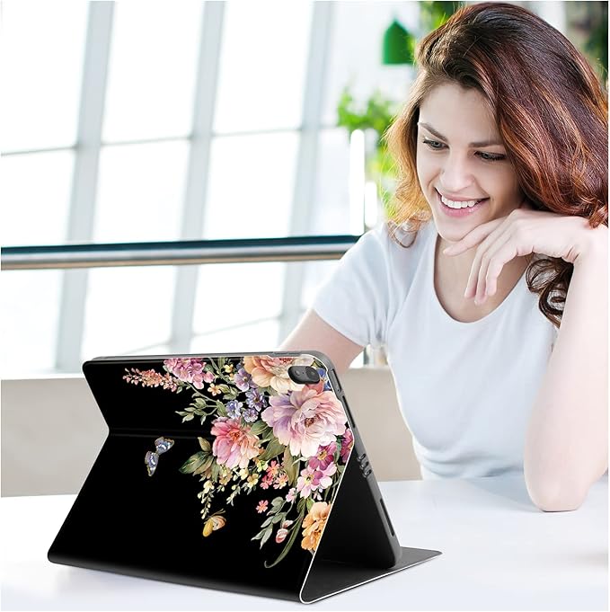 Vimorco for iPad Air 11 Inch Case M4/M3/M2 2026/2025/2024, for iPad Air 5th/4th Generation Cases 10.9-inch, Fit iPad Pro 11 Inch Case 4th/3rd/2nd/1st Generation, Pencil Holder/Typing Stand, Floral