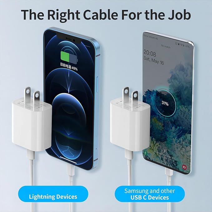 3Pack USB C Charger Block 20W, iGENJUN PD 3.0 Type C Wall Chargers USBC Power Adapter Brick Cube Fast Charger for Phone 17/17 Pro/16/15, Galaxy, Pixel, AirPods Pro-White