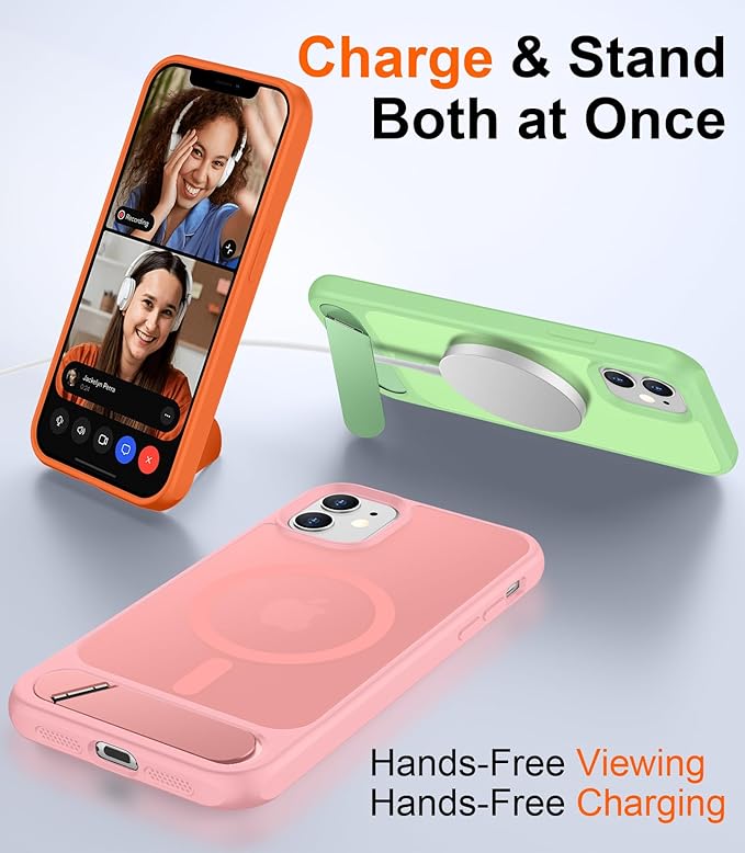 Magnetic Compatible with iPhone 11 Phone Case, [Built-in Invisible Kickstand][Compatible with MagSafe] [Military Grade Shockproof] Slim Translucent Matte Phone Case for iPhone 11 6.1"
