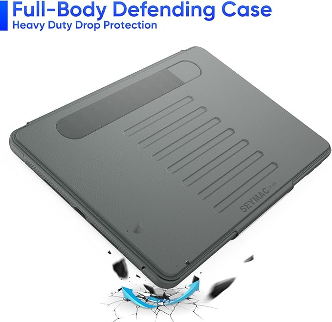 SEYMAC stock Case for iPad 9th/8th/7th Generation 10.2'', Strong Magnetic Auto Sleep Shockproof Case with Absorbing Multi-Angles Stand, Pen Holder, Card Slot (Gray)