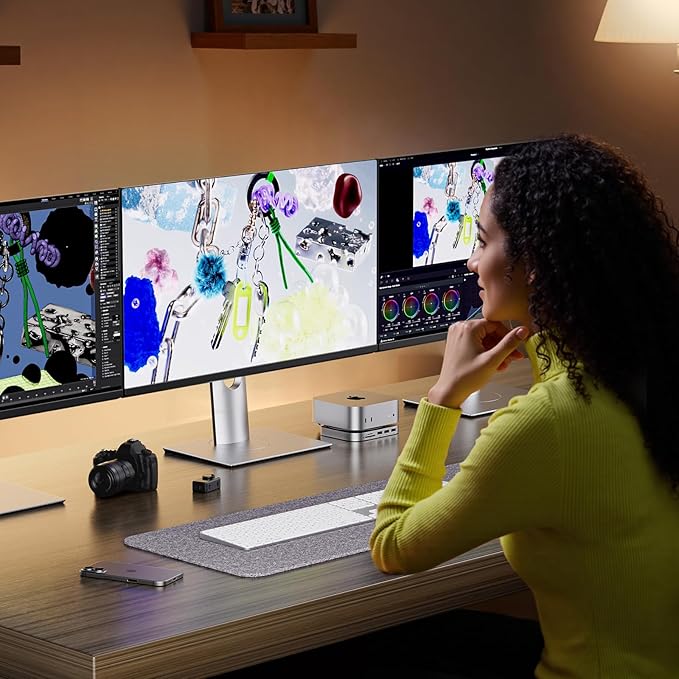 Mac Mini M4 Dock Stand with DP 4K 144Hz & HDMI 4K 60Hz, Mac Mini M4 Pro Hub with 4TB NVMe SSD Enclosure (SSD NOT Included), 3 USB A 2.0, SD/TF 3.0, 3.5mm Audio/Mic, USB C Hub for Mac Mini 2024