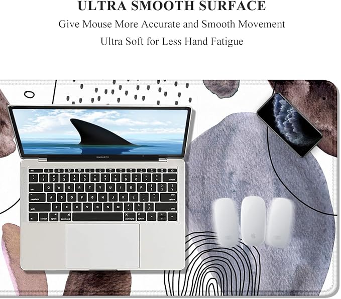 Auhoahsil Large Mouse Pad, XXL Gaming Mousepad, Desk Mat for Desktop, Thick Rubber, Big & Long Size, Stitched Edges, Full Desk Pad for Laptop & Computer, Extended 31.5 x 11.8 in, Watercolor Stone