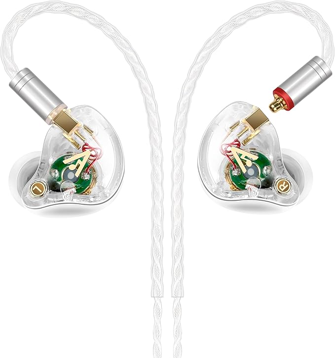Vibes 202 Wired Earbuds - HiFi in Ear Monitor Headphones – Professional Noise Isolating Ear Buds - Clear Sound, Deep Bass & Comfort-Fit IEM Earphones - MMCX to 3.5mm, Silver Plated Cord, Carrying Case