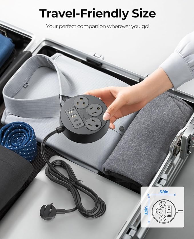 ORICO Multiple Outlets Extension Cord, 7 in 1 Power Strip with 3 AC Outlets 2 USB-A and 2 USB-C Ports, Mountable Outlet Extender, 5 ft Flat Plug Power Strip for Dorm/Office/Home- PSO
