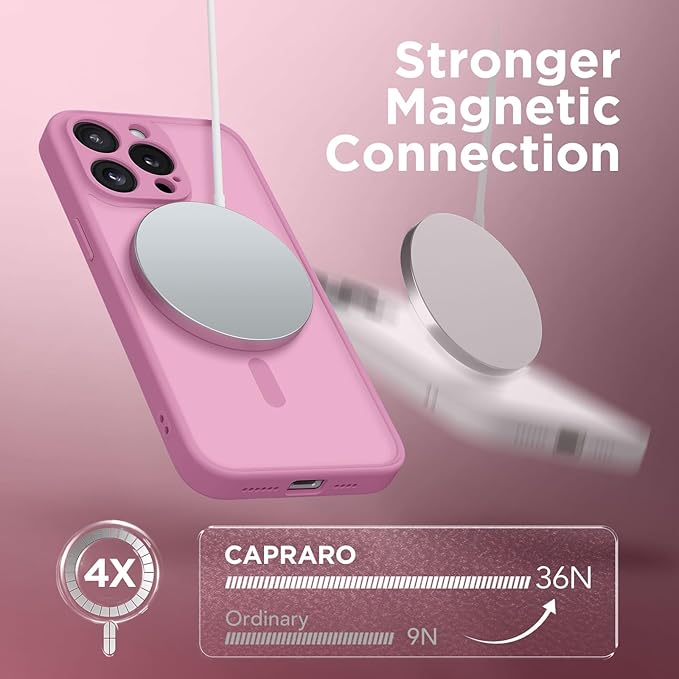 CAPRRO Magnetic for iPhone 13 Pro Max Case, [Compatible with MagSafe] [Full Camera Protection] Shockproof Protective Slim Translucent Matte Phone Case for iPhone 13 Pro Max 6.7'', Grape Purple