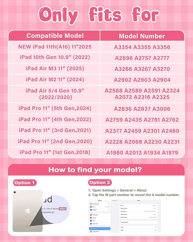Kids Case for iPad A16 11" 2025 (11th Gen) & 10th Generation 10.9" 2022 & iPad Air 11" M3/M2 & Air 5th/4th Gen & Pro 11, Durable Shockproof Cover with Shoulder Strap Handle Stand, Light Pink