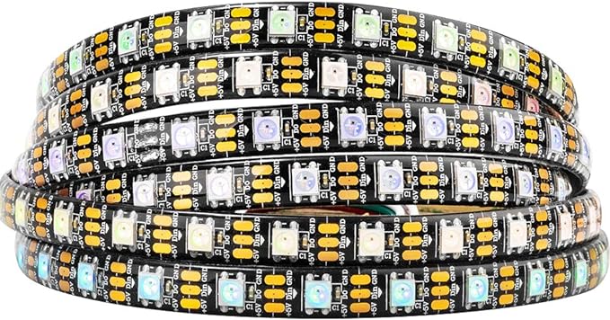 BTF-LIGHTING WS2812B IC RGB LED Strip,UL Listed,Pure Gold Wires,DC5V 16.4FT 300LED 5050SMD,Individually Addressable,Flexible for DIY Chasing Full Color Project,3M Tape,IP65(No Adapter or Controller)