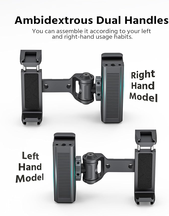 Phone Clip Rig Stabilizer for Smartphone, Lightweight Handheld Vlogging Rig with 360° Rotation, Grip & Cold Shoe Mounts | Compatible with Most Smartphones (for Cold Shoe Standard)