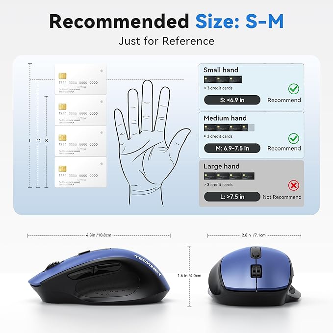 TECKNET Wireless Mouse for Laptop, Silent Mouse Quiet Click, Computer Mice Wireless, 6 Adjustable 4000 DPI Computer Mice