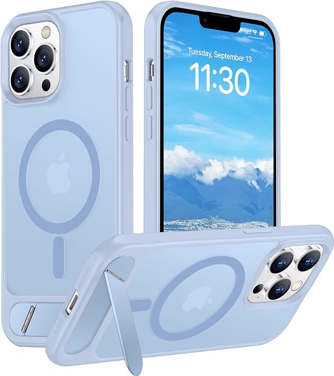 Magnetic Compatible with iPhone 13 Pro Max Case, [Built-in Invisible Kickstand][Compatible with MagSafe] [Military Grade Shockproof] Slim Translucent Matte Phone Case for iPhone 13 Pro Max 6.7"