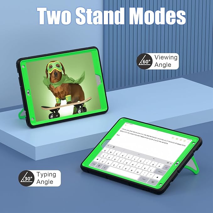AKABEILA Compatible with Apple iPad 9.7 5th/6th(2017/2018)/iPad Air 2/iPad Pro 9.7 Tablet Case，Lightweight Shockproof Rugged Protective Cover with Kickstand for Kids Children Boys Babies Dark Green