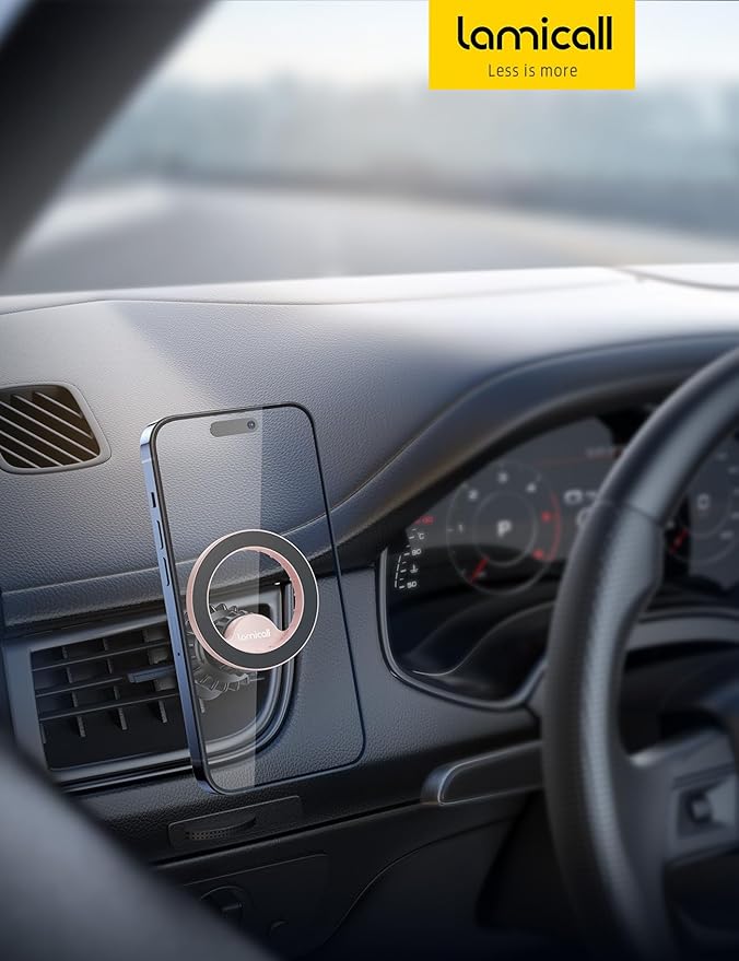 Lamicall for MagSafe Car Mount - [20 Super Magnets] Magnetic Car Phone Mount, Air Vent Phone Holder Car, Hands Free Cell Phone Holder Clip Car Accessories fit iPhone 17 16 15 Pink