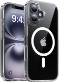 Magnetic for iPhone 16 Case[Compatible with MagSafe][Military-Grade Drop Protection][Anti-Yellowing] Shockproof Protective Translucent Matte Cover for iPhone 16 Phone Case,Clear