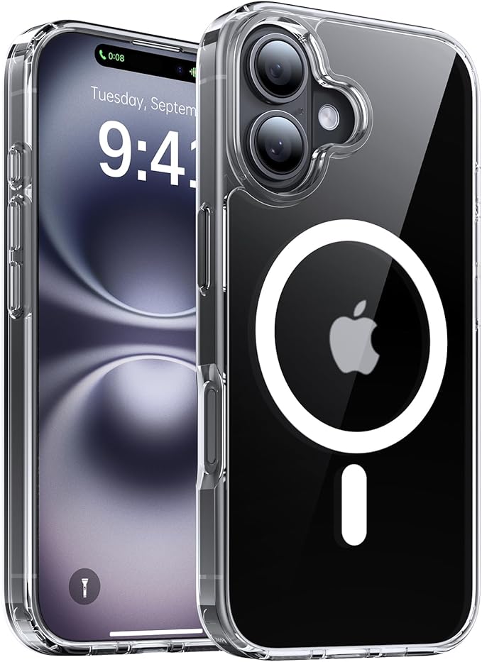 Magnetic for iPhone 16 Case[Compatible with MagSafe][Military-Grade Drop Protection][Anti-Yellowing] Shockproof Protective Translucent Matte Cover for iPhone 16 Phone Case,Clear