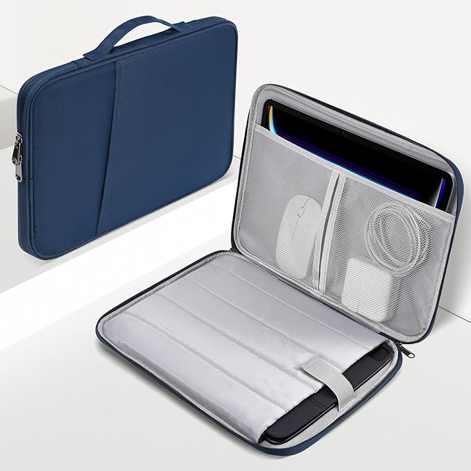 13 inch Laptop Case Sleeve for 2026 MacBook Neo 13-inch, 2026-2022 MacBook Air 13 inch M5 M4 M3 M2 Laptop Water-Resistant Shockproof Handle Bag Cover w/Accessory Pocket -Navy Blue
