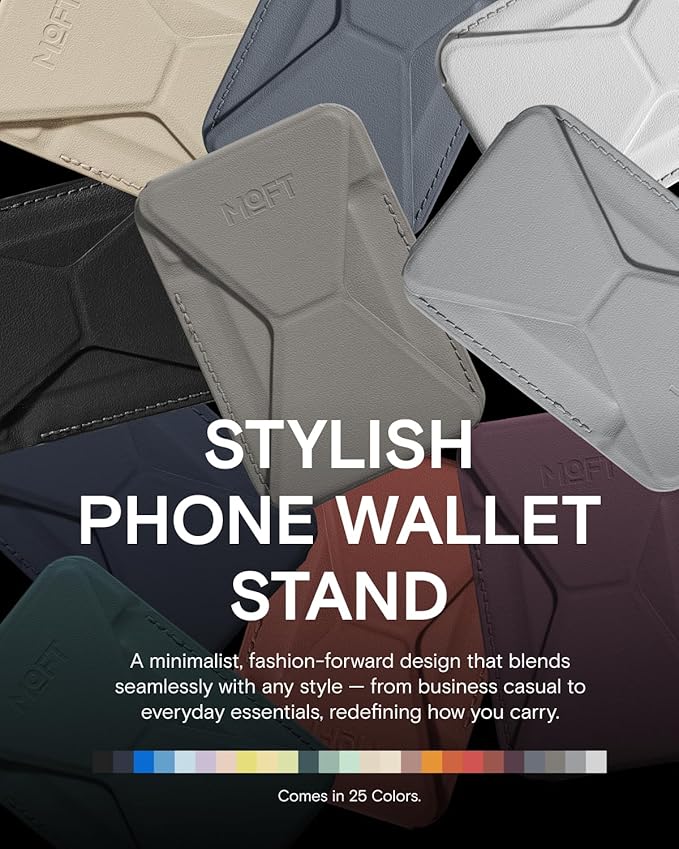 MOFT Magnetic Wallet Stand Compatible with iPhone 17/16/15/14/13/12 Series, Angle Adjustment & Magsafe Compatible MOVAS Phone Stand,Taupe